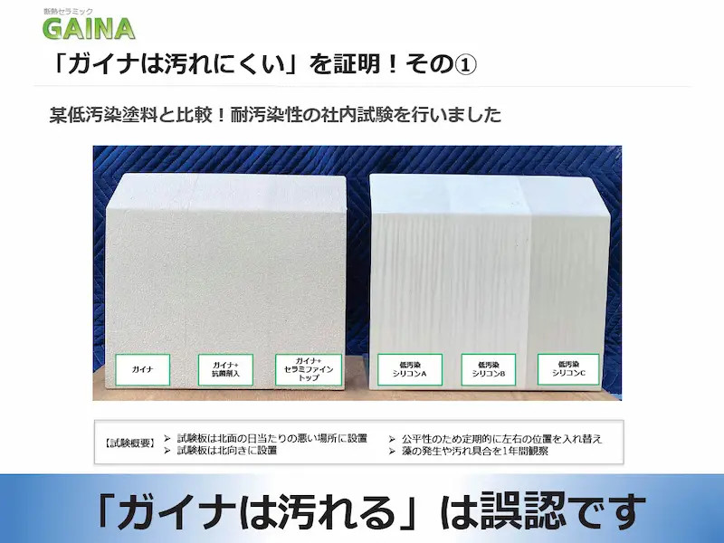 ガイナは汚れにくいを証明