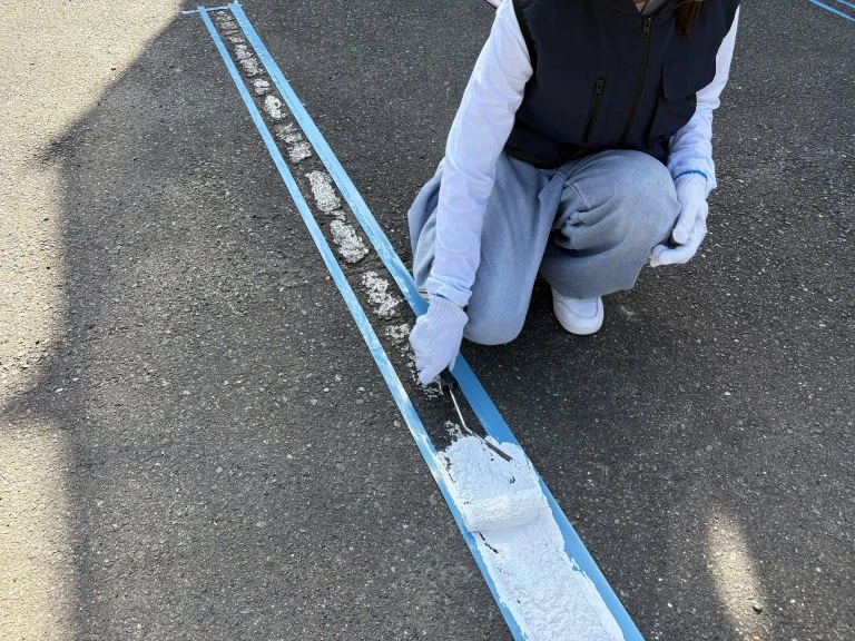 宗像市三倉サンフォレスト駐車場ライン施工
